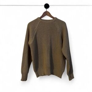 Vintage Mens Streetwear Troy Hill Brown Waffle Knit Acrylic Sweater